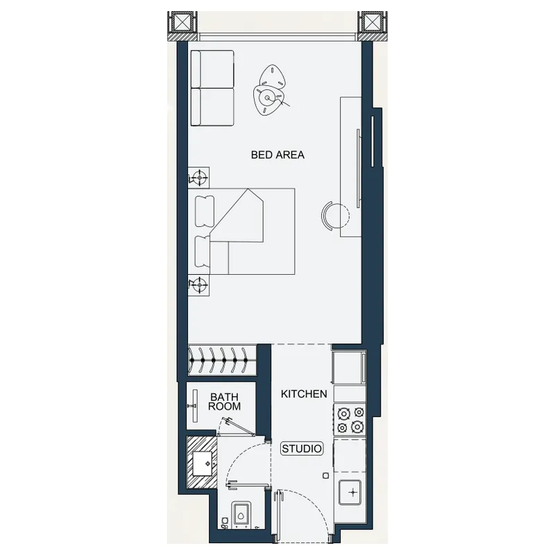 0 bedroom Apartments floor plan at Binghatti Starfall