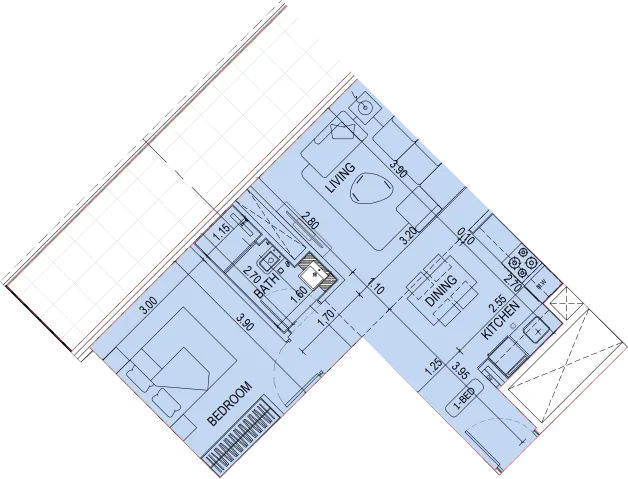 1 bedroom Apartments floor plan at Binghatti Sky Terraces