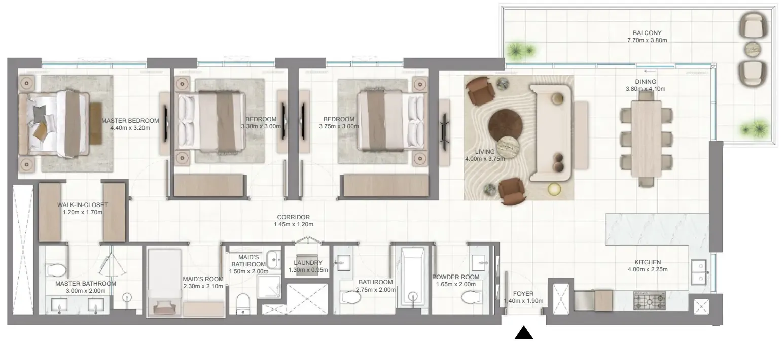 3 bedroom Apartments floor plan at Golf Vale