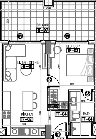 1 bedroom Apartments floor plan at Laya Courtyard
