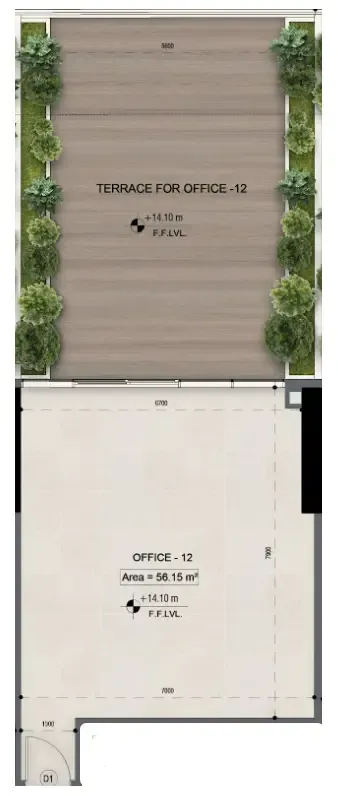  bedroom Office floor plan at Sky Line by Peace Homes