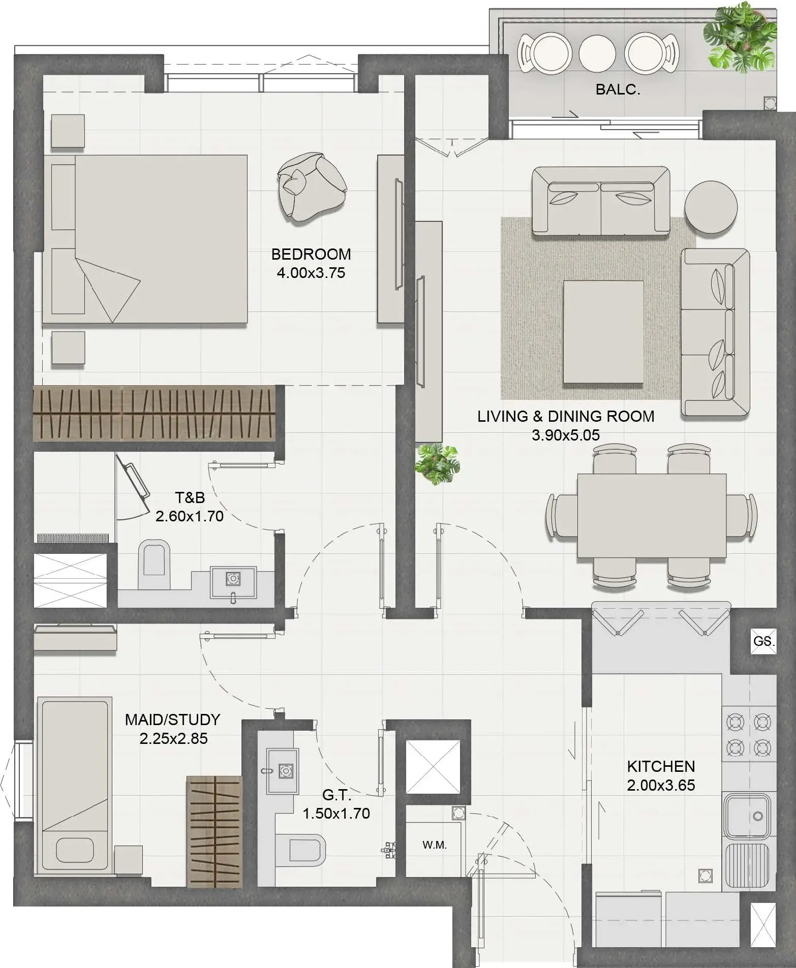 1.5 bedroom Apartments floor plan at Reeman Residence 01