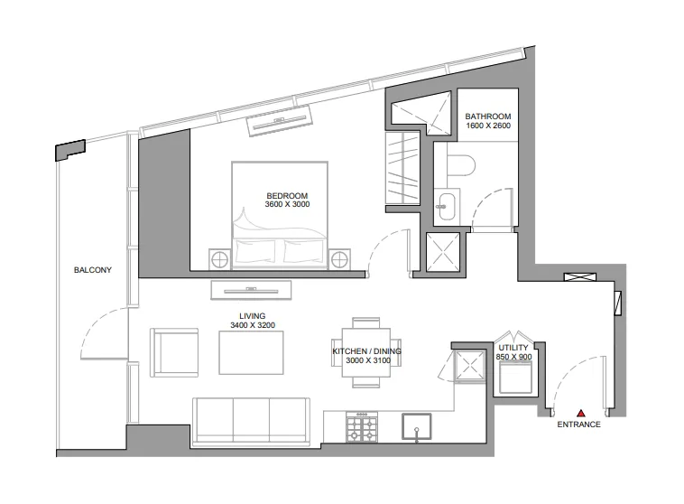1 bedroom Apartments floor plan at The Serene at Sobha Central