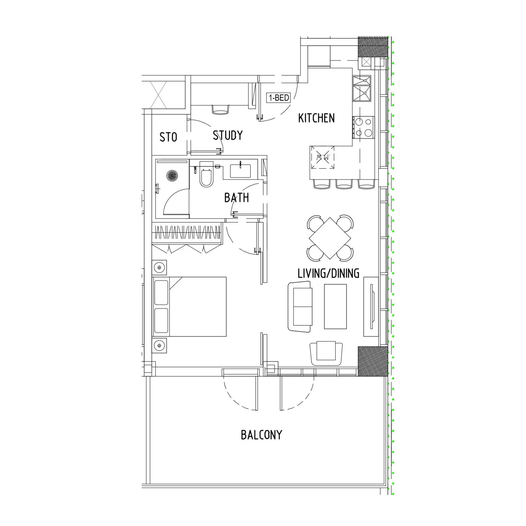 1 bedroom Apartments floor plan at Damac District