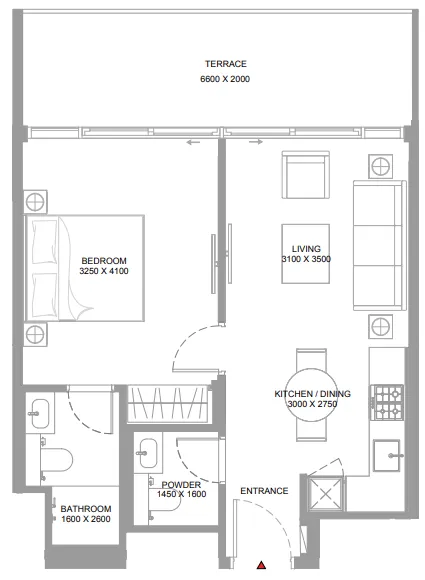 1 bedroom Apartments floor plan at Canalside Marina Residences