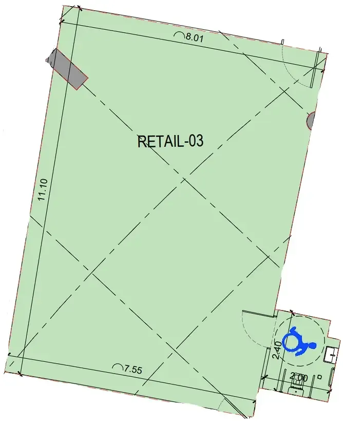  bedroom Retail floor plan at Binghatti Skyflame