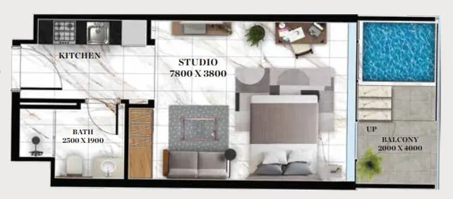 0 bedroom Apartments floor plan at Empire Livings