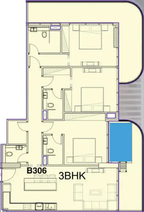 3 bedroom Apartments floor plan at Ocean Pearl 1 and 2