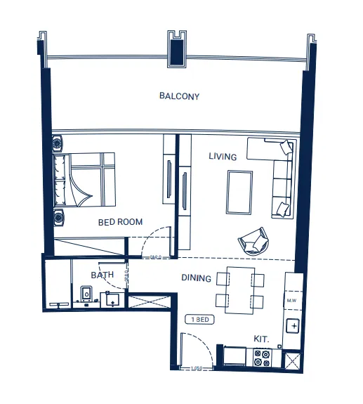 1 bedroom Apartments floor plan at Binghatti Skyrise