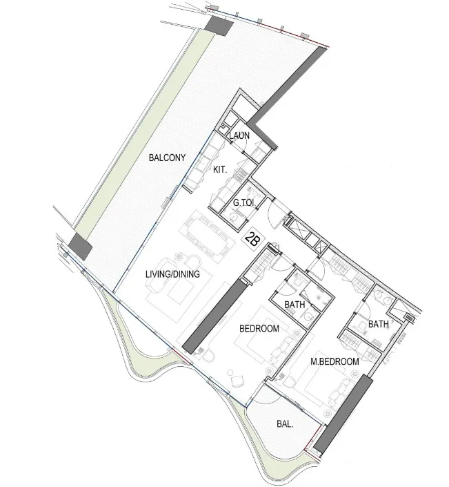 2 bedroom Apartments floor plan at Safa One de Grisogono