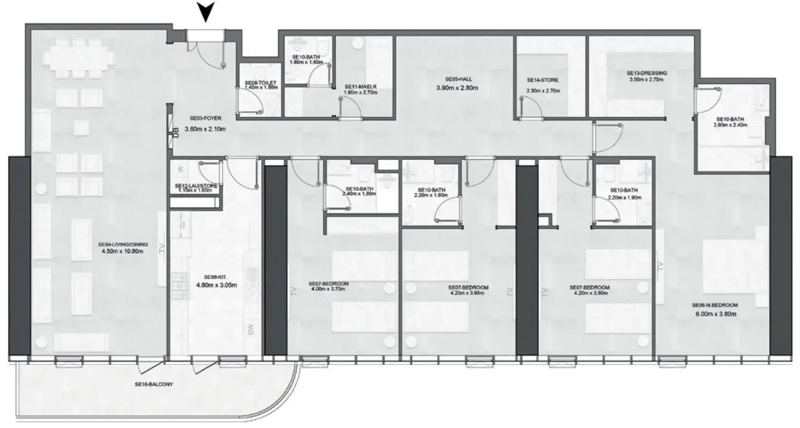 4 bedroom Apartments floor plan at Joud Tower