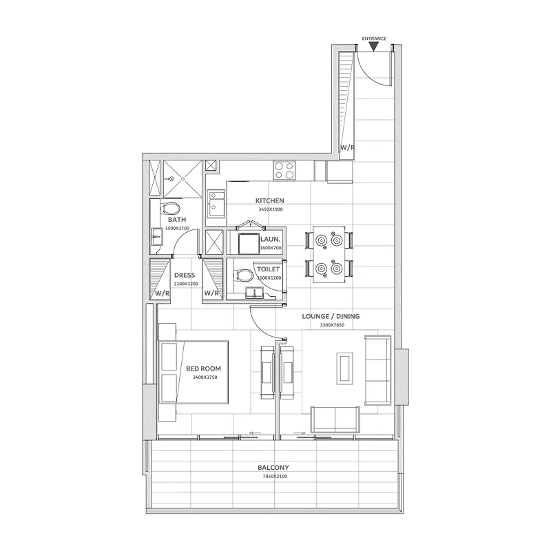 1 bedroom Apartments floor plan at Solanki One