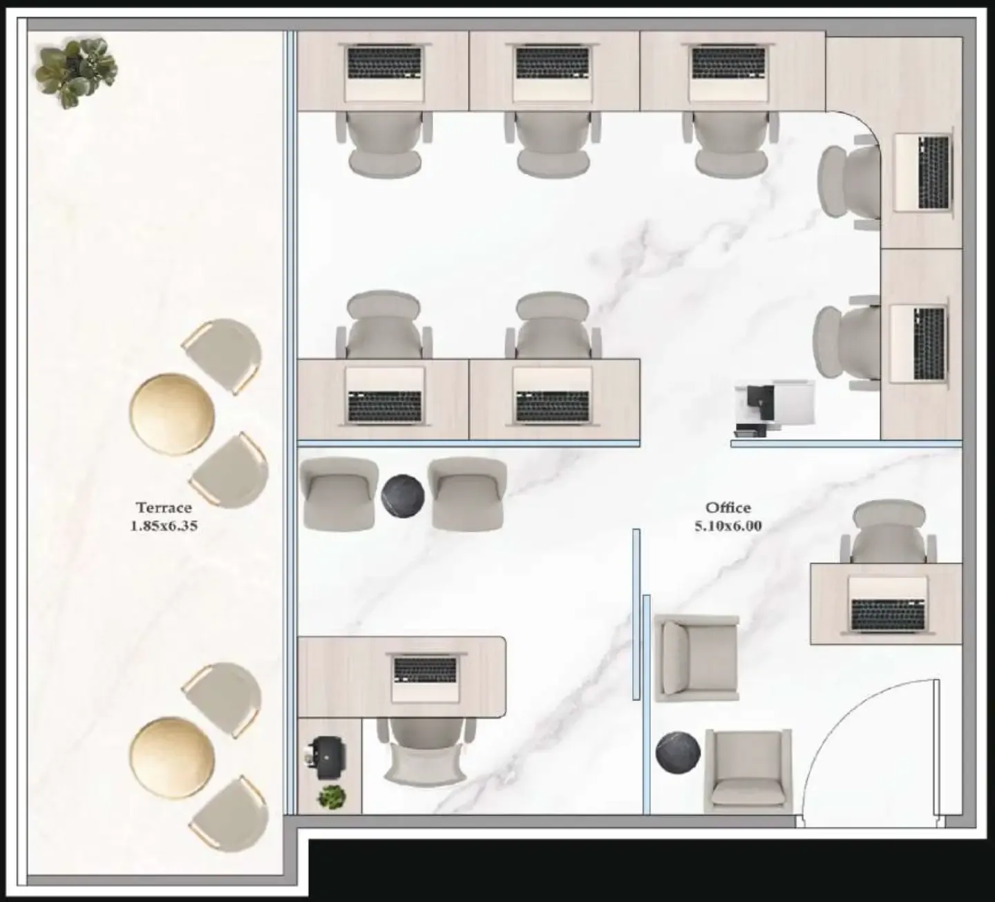  bedroom Office floor plan at Shahrukhz By Danube