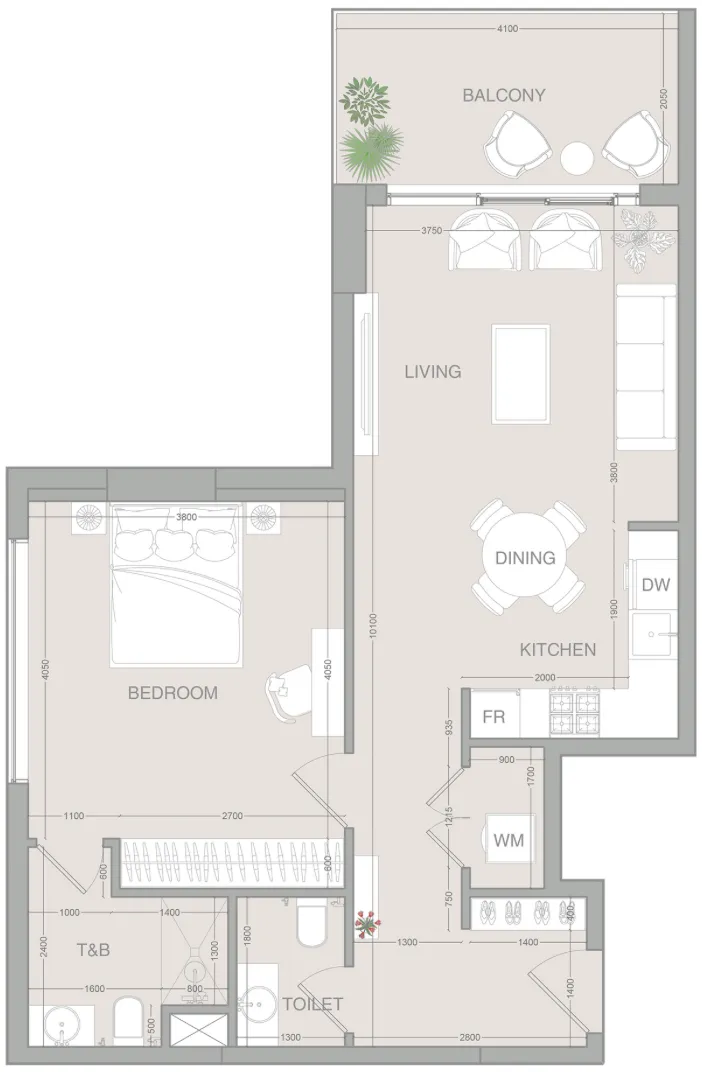 1 bedroom Apartments floor plan at VERDAN1A