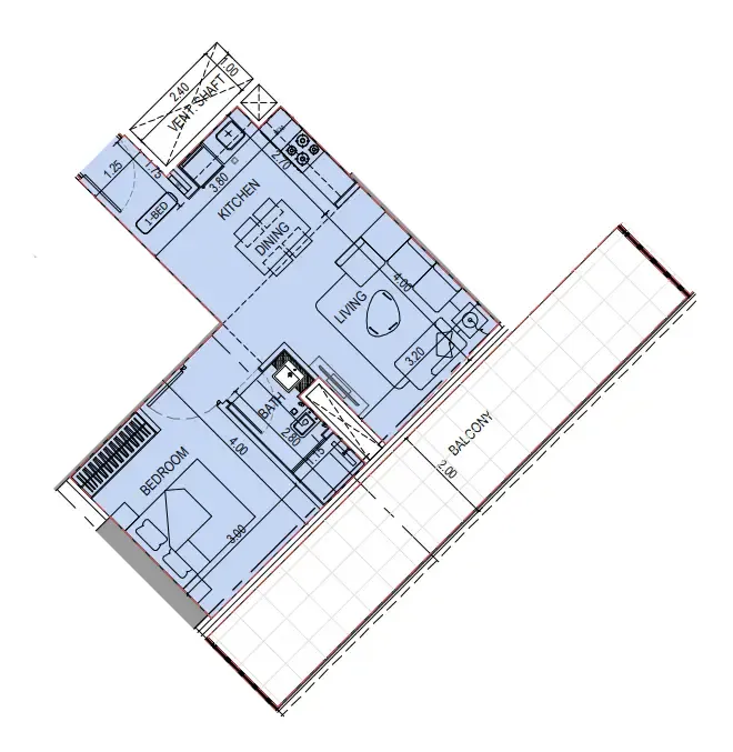 1 bedroom Apartments floor plan at Binghatti Sky Terraces