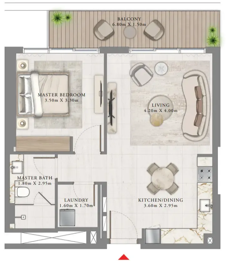 1 bedroom Apartments floor plan at Bayview by Address Resorts