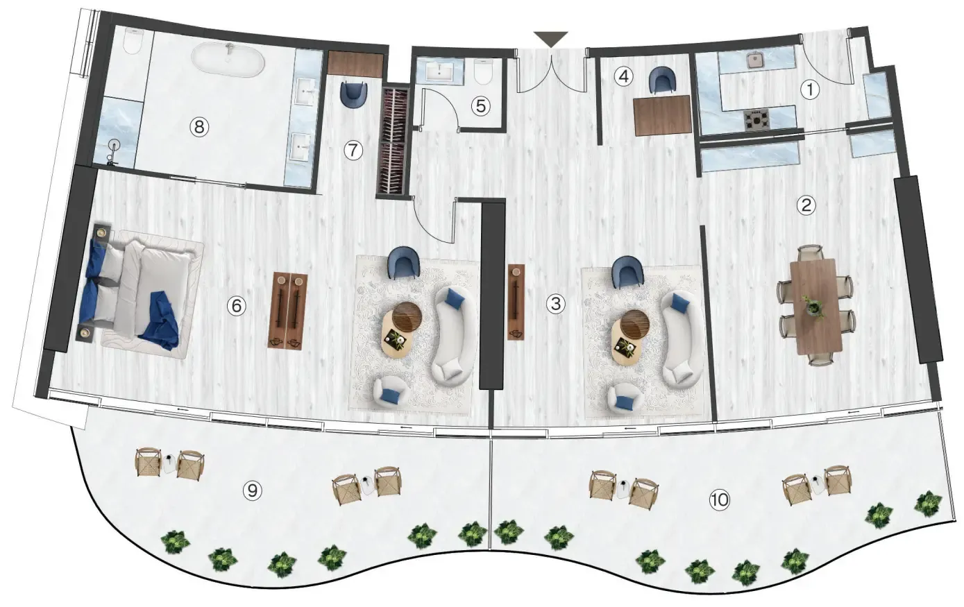 1 bedroom Apartments floor plan at Radisson Blu Hotel & Residences