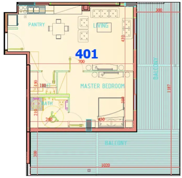 1 bedroom Apartments floor plan at Carmel Residence