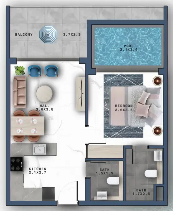 0 bedroom Apartments floor plan at Miami