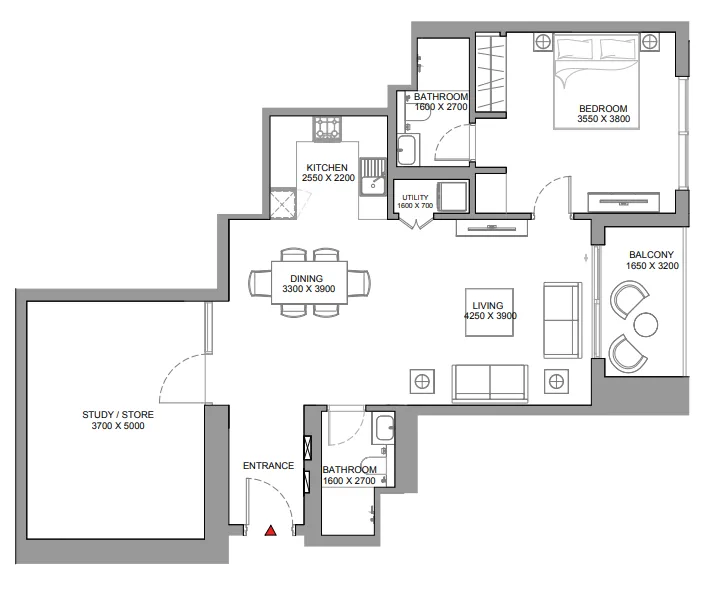 1 bedroom Apartments floor plan at Skyscape