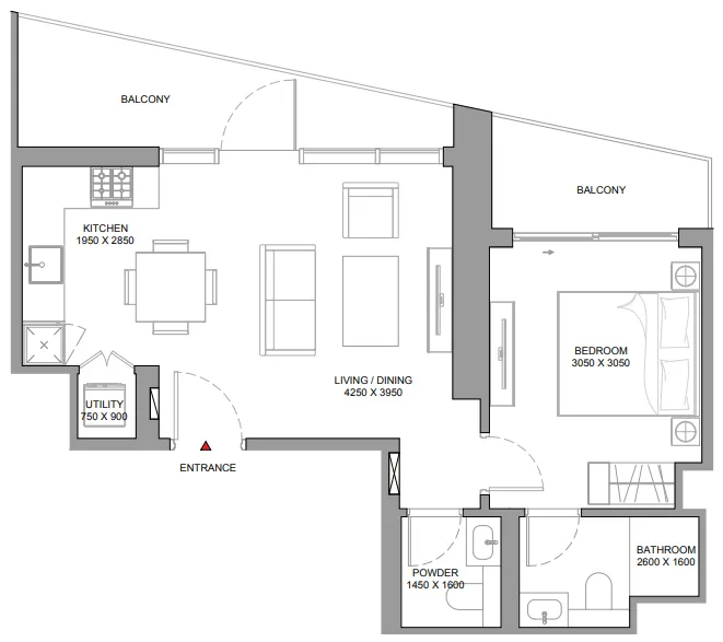 1 bedroom Apartments floor plan at The Eden at Sobha Central