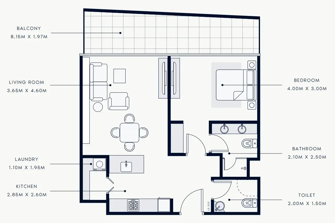 1 bedroom Apartments floor plan at Riviera Rêve