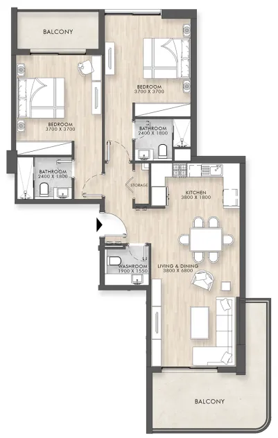 2 bedroom Apartments floor plan at Capital Horizon Terraces