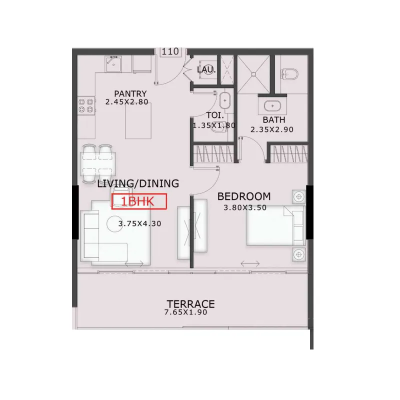 1 bedroom Apartments floor plan at 99 Parkplace