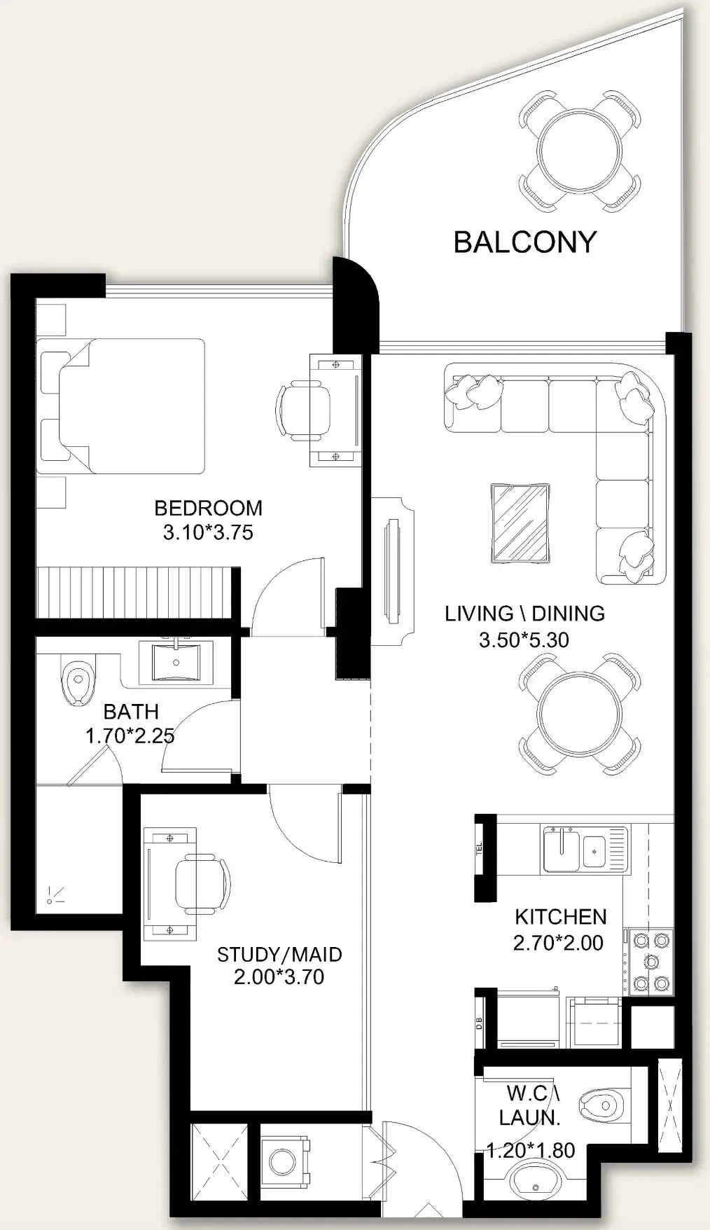 1.5 bedroom Apartments floor plan at X11