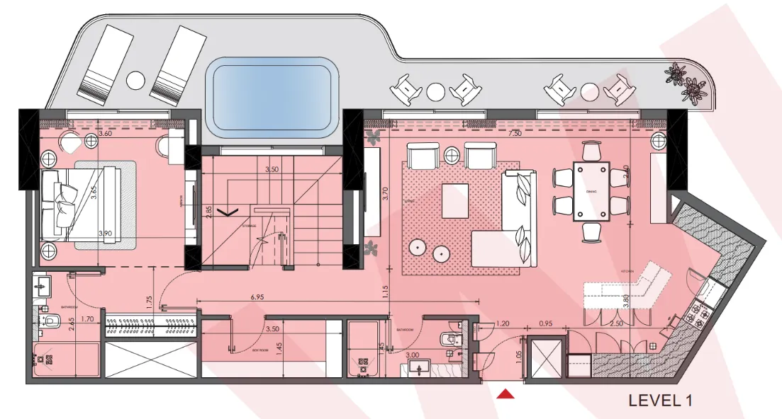 4 bedroom Penthouse floor plan at Azizi Wasel