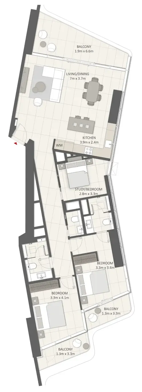 2 bedroom Apartments floor plan at LIV Lux