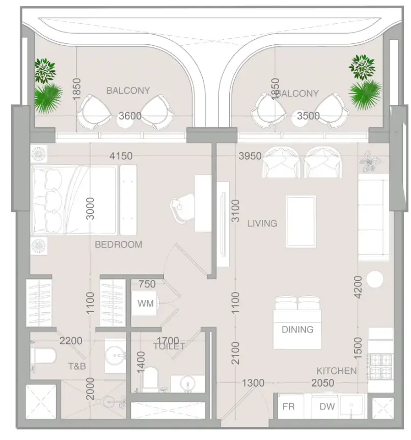1 bedroom Apartments floor plan at ALTA V1EW