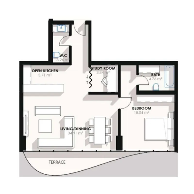 1 bedroom Apartments floor plan at Coralis Residences
