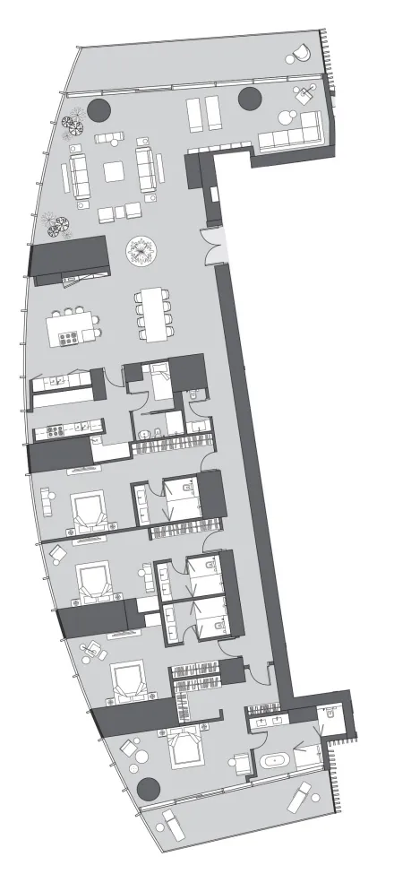 4.5 bedroom Penthouse floor plan at Six Senses Residence
