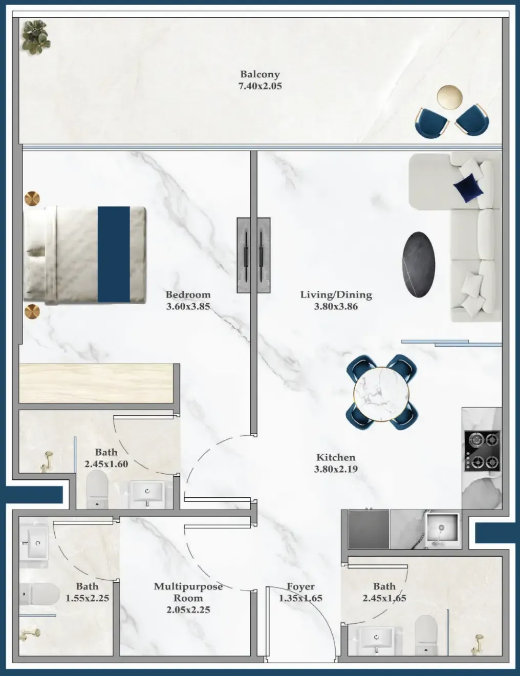 1 bedroom Apartments floor plan at Serenz