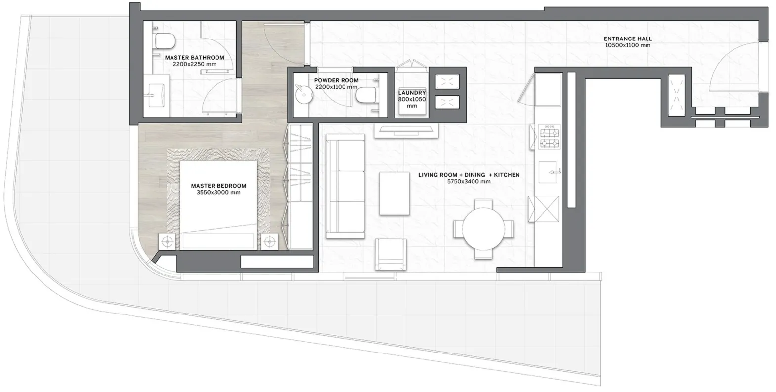 1 bedroom Apartments floor plan at DG1 Living