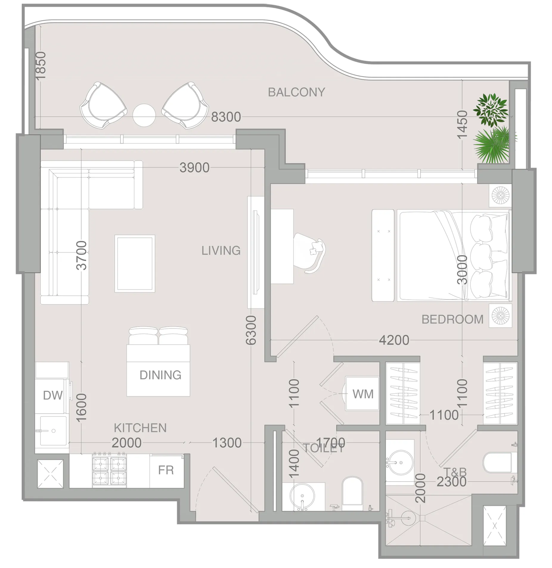 1 bedroom Apartments floor plan at ALTA V1EW