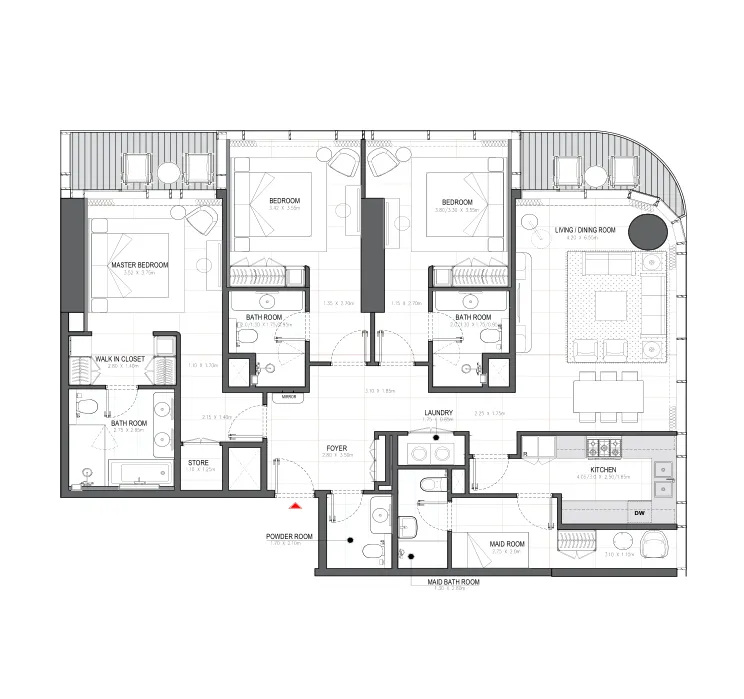 3 bedroom Apartments floor plan at Linar