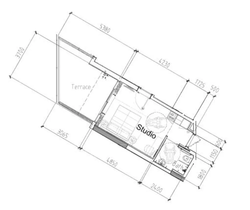 0 bedroom Apartments floor plan at Damac Hills 2 - Hotel Edge by Rotana