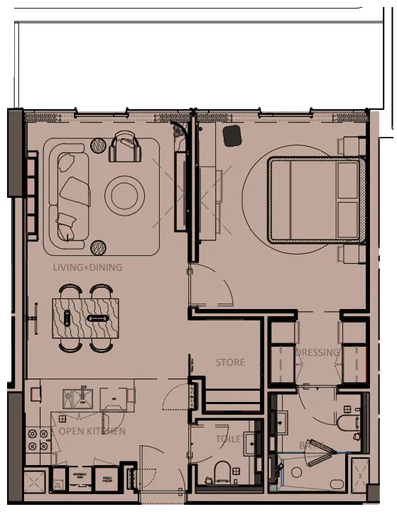 1 bedroom Apartments floor plan at Sunset Bay Grand