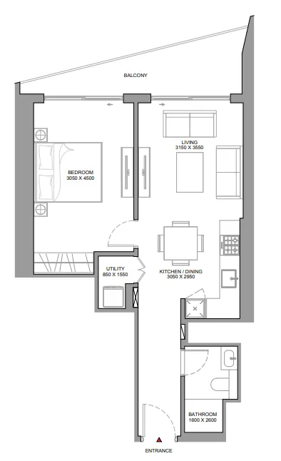 1 bedroom Apartments floor plan at The Eden at Sobha Central
