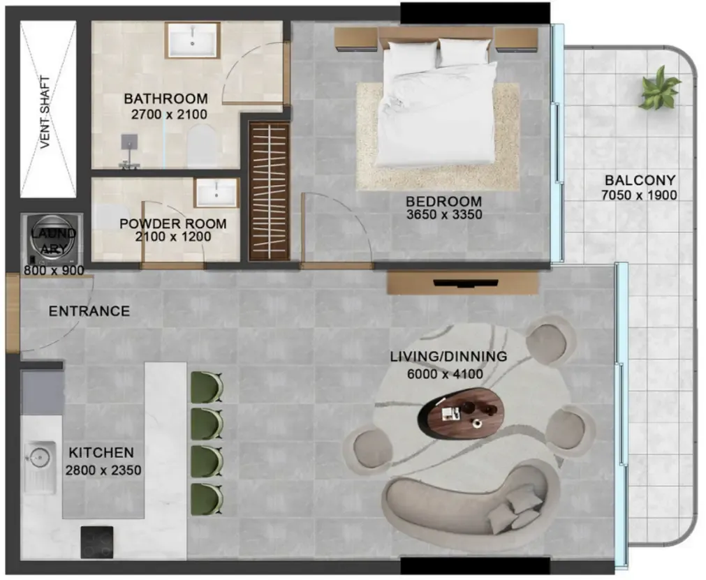 1 bedroom Apartments floor plan at Vivanti Residences by Meteora
