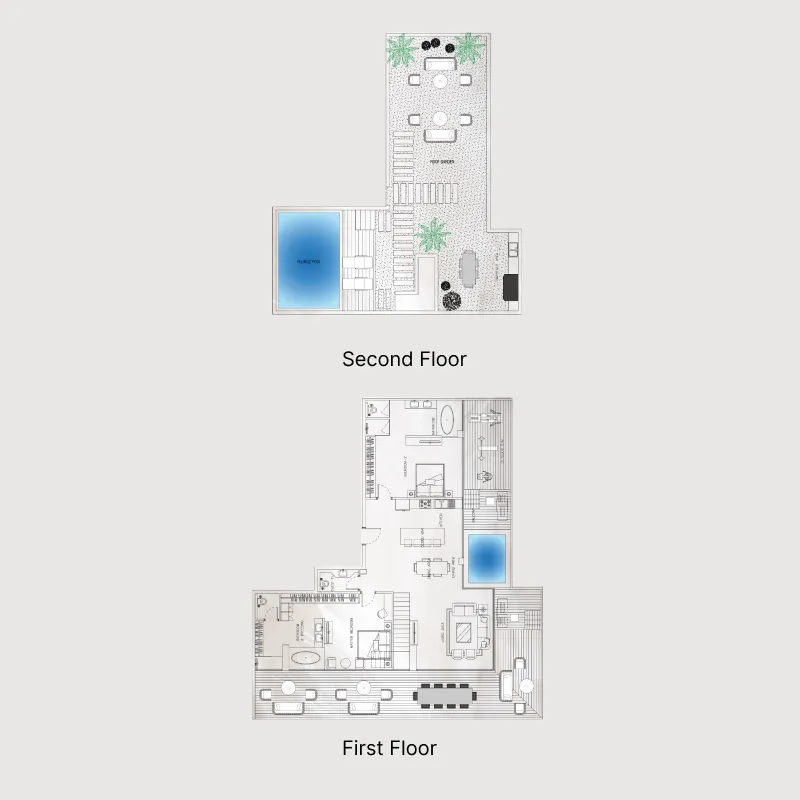 2 bedroom Duplex floor plan at Sky Suites