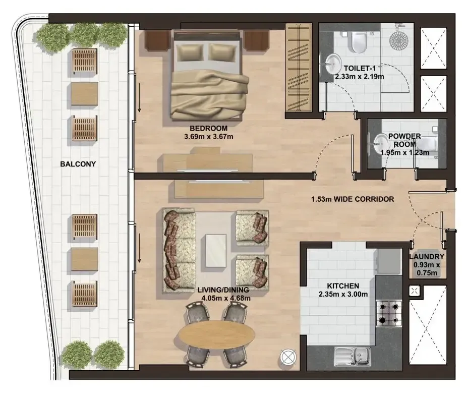 1 bedroom Apartments floor plan at Gemini Splendor