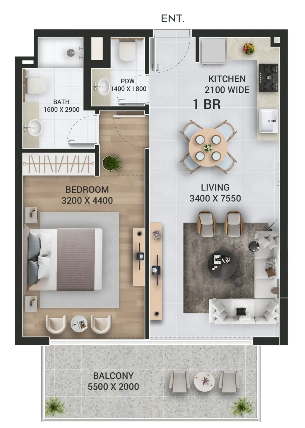 1 bedroom Apartments floor plan at Empire Jebel Ali