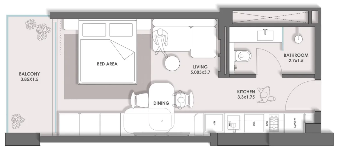 0 bedroom Apartments floor plan at HOLM One