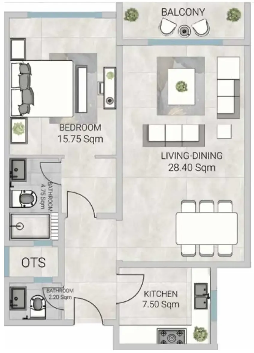 1 bedroom Apartments floor plan at Al Ameera Village 5