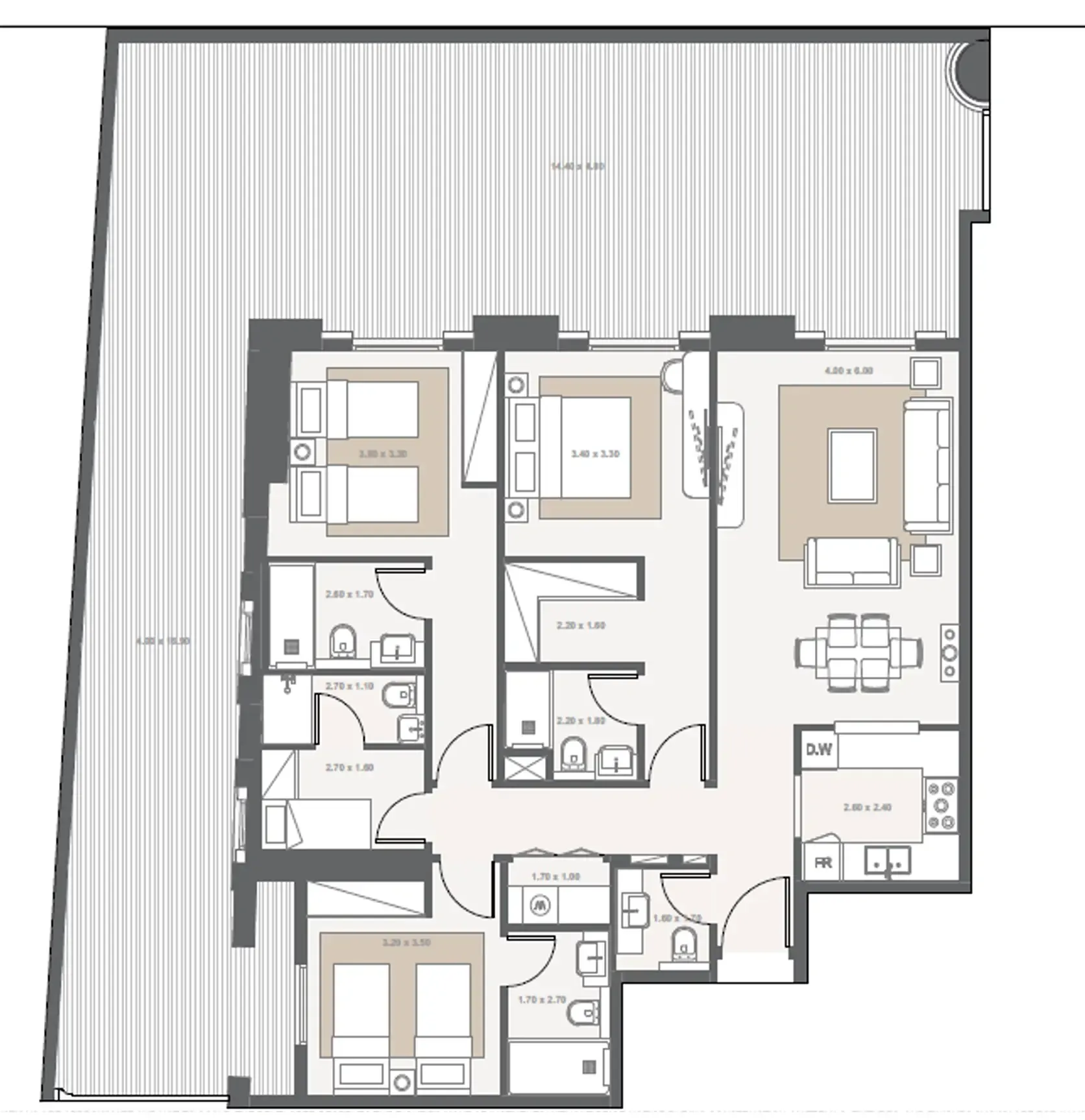 3.5 bedroom Apartments floor plan at Bab Al Qasr Royal 28