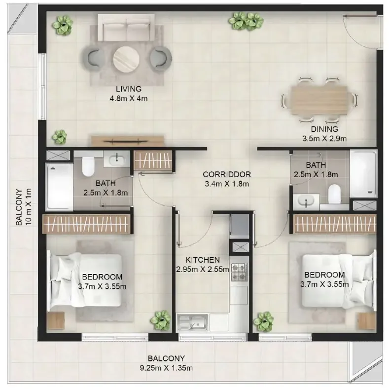 2 bedroom Apartments floor plan at Stellar Axis
