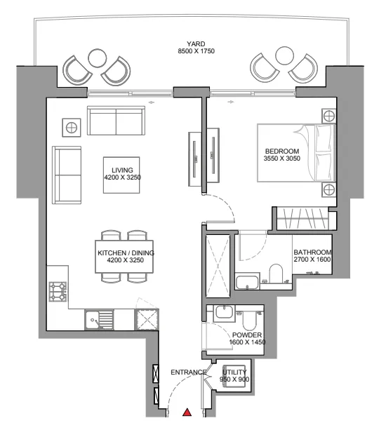 1 bedroom Apartments floor plan at Skyscape